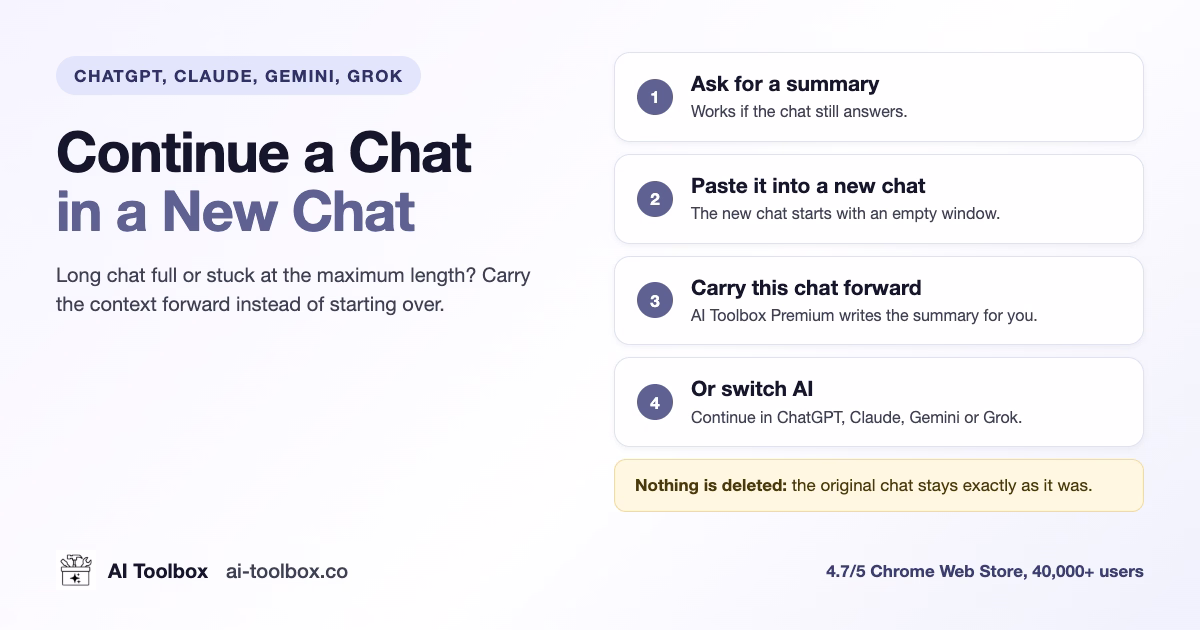 How to Continue a ChatGPT Chat in a New Chat (2026)
