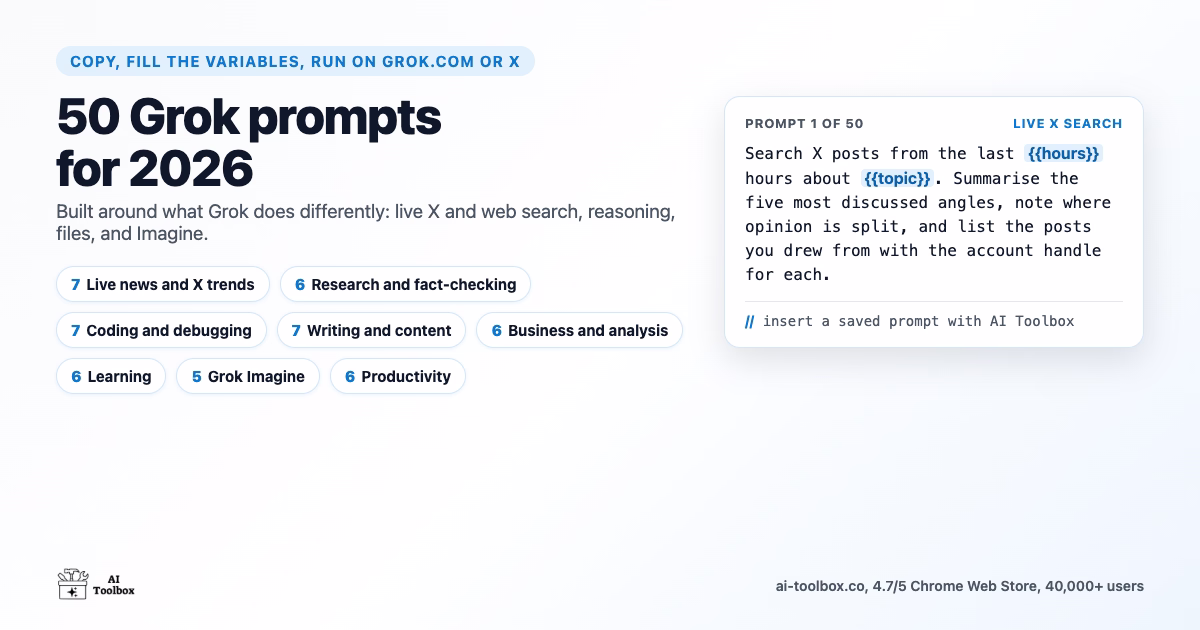 50 Best Grok Prompts for 2026 (Copy and Paste)