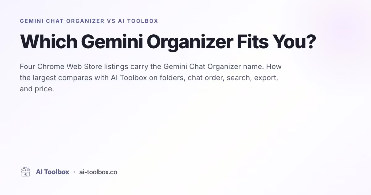 AI Toolbox vs Gemini Chat Organizer: Which to Use (2026)