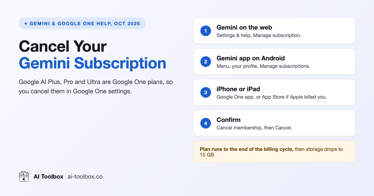How to Cancel a Gemini Subscription (Google AI Pro, 2026)