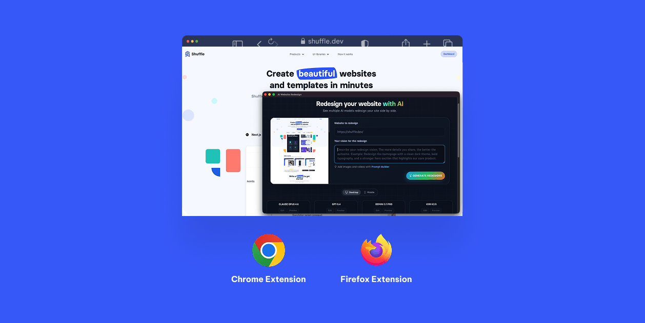 AI Website Redesign Browser Extension: Redesign Local and Protected Websites