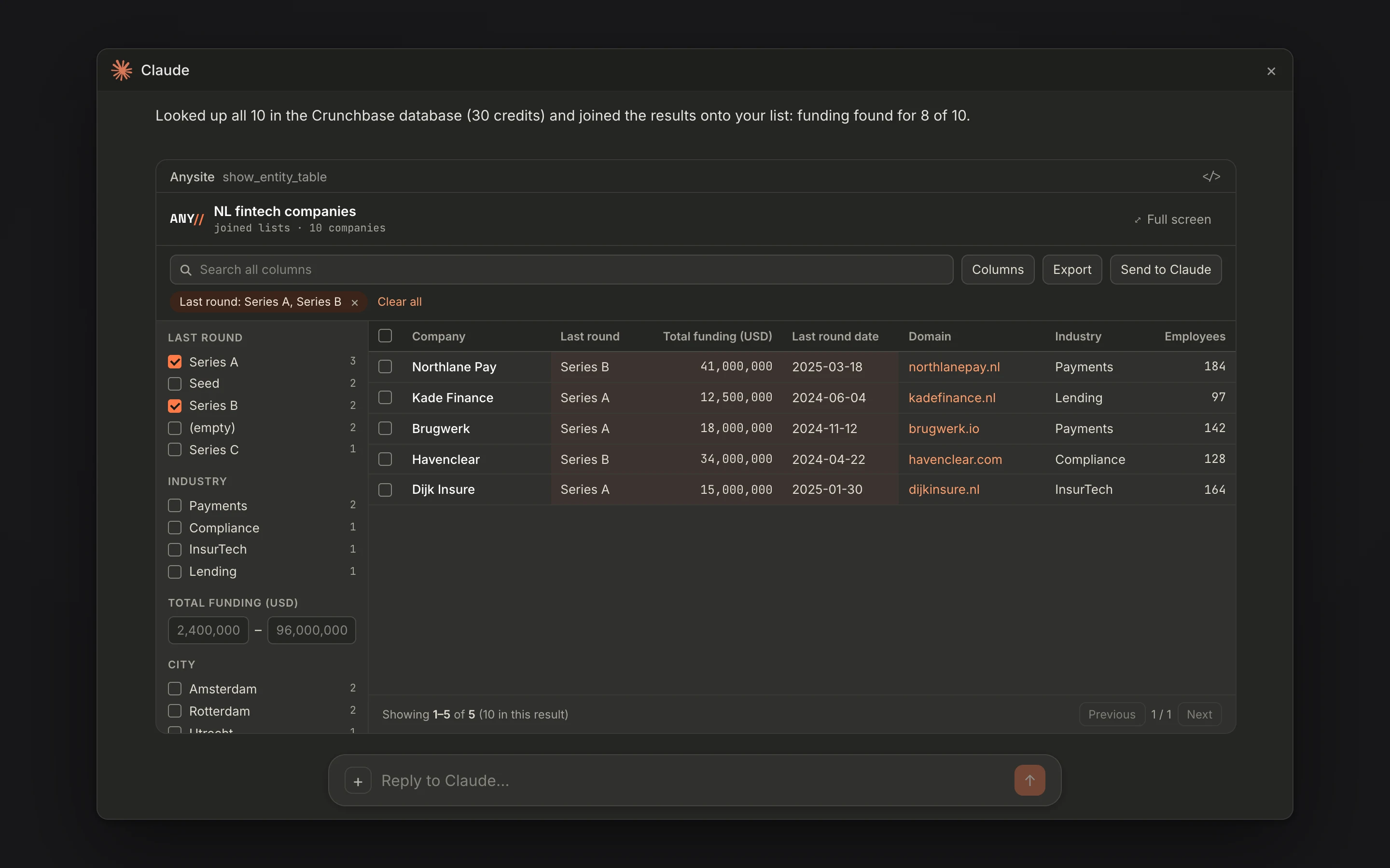 Interactive Tables in Anysite MCP