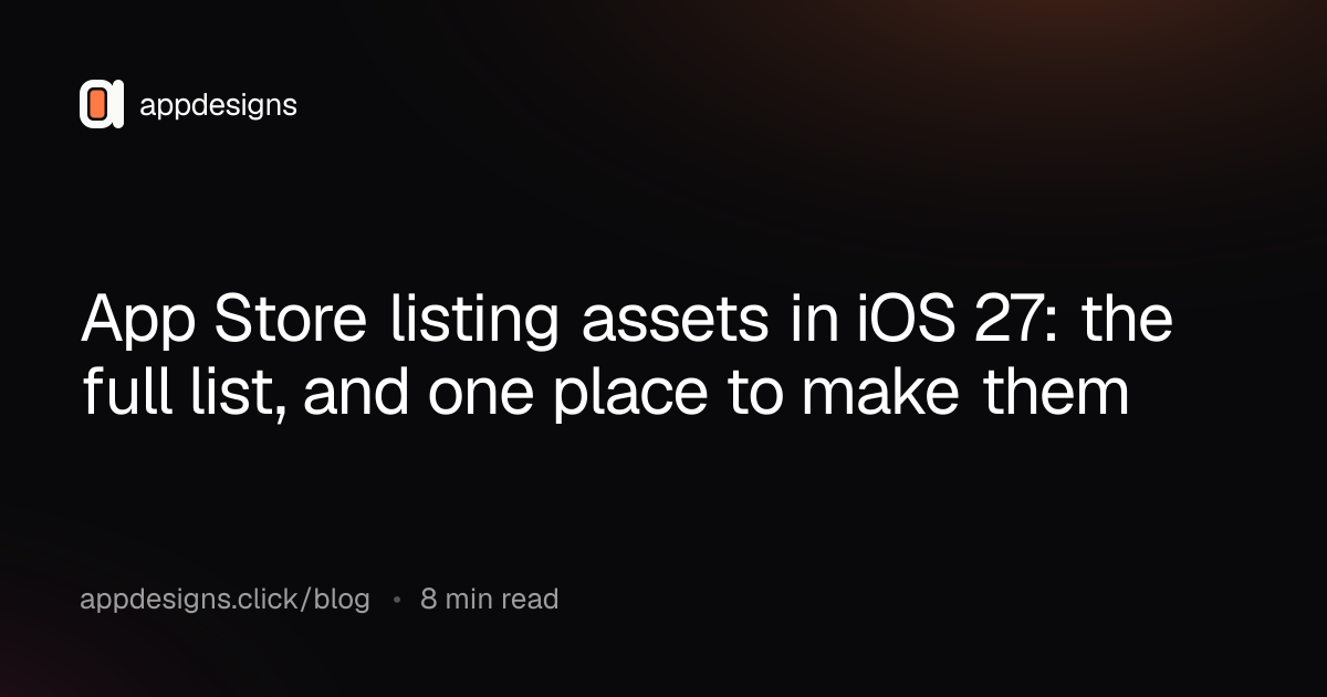 App Store listing assets in iOS 27: the full list, and one place to make them