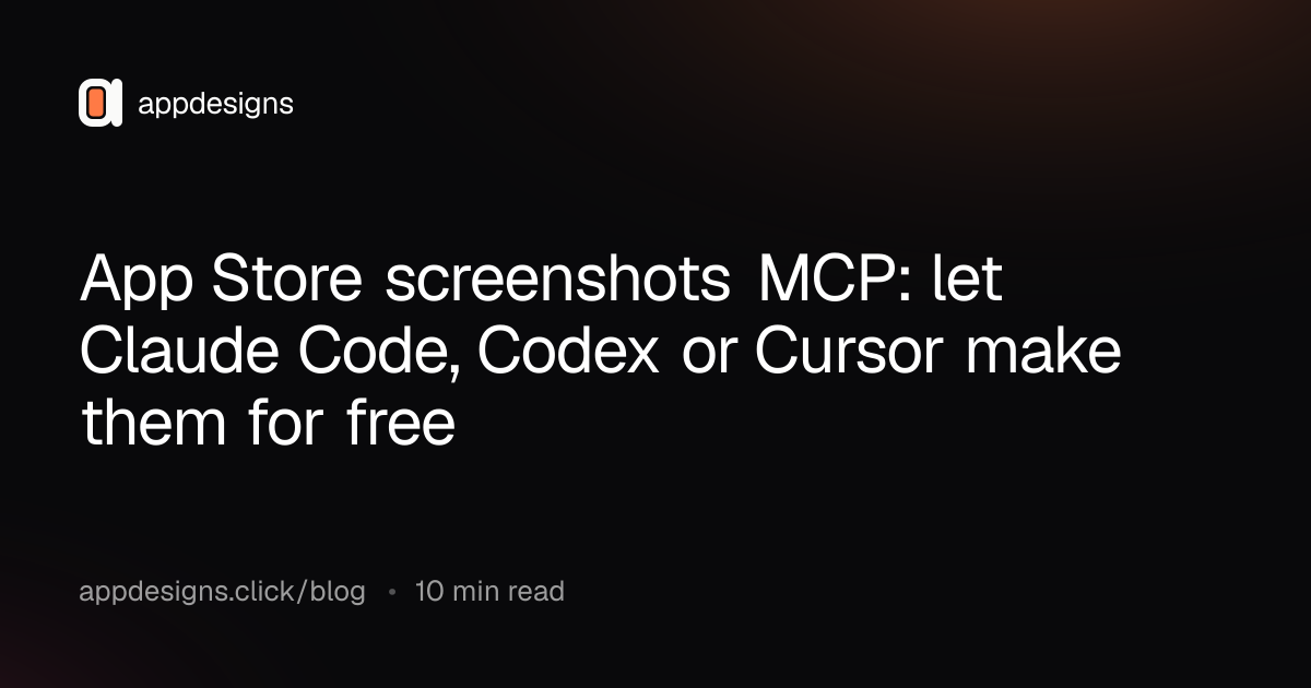 App Store screenshots MCP: let Claude Code, Codex or Cursor make them for free