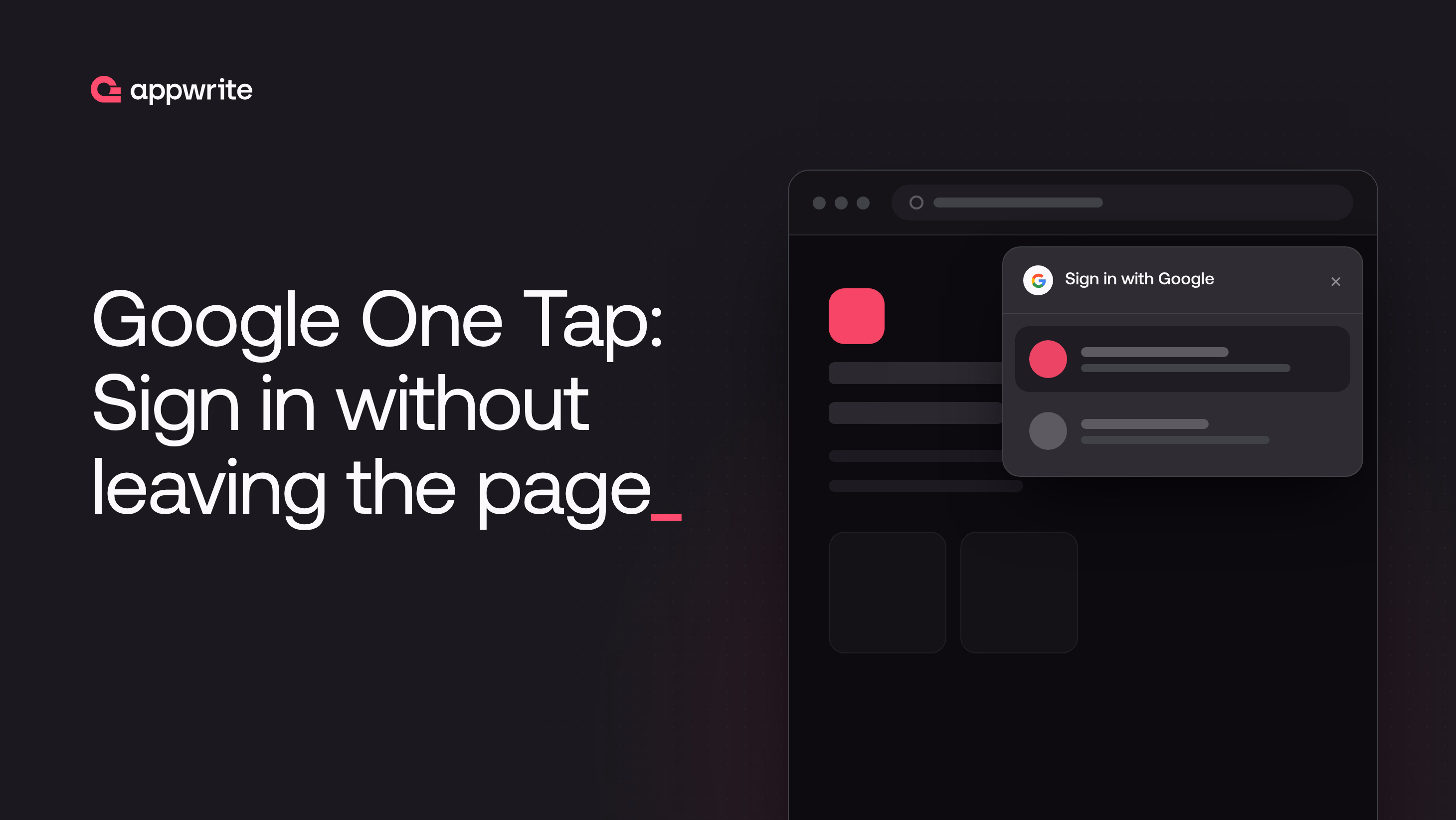 Add Google One Tap sign-in to your web app with Appwrite