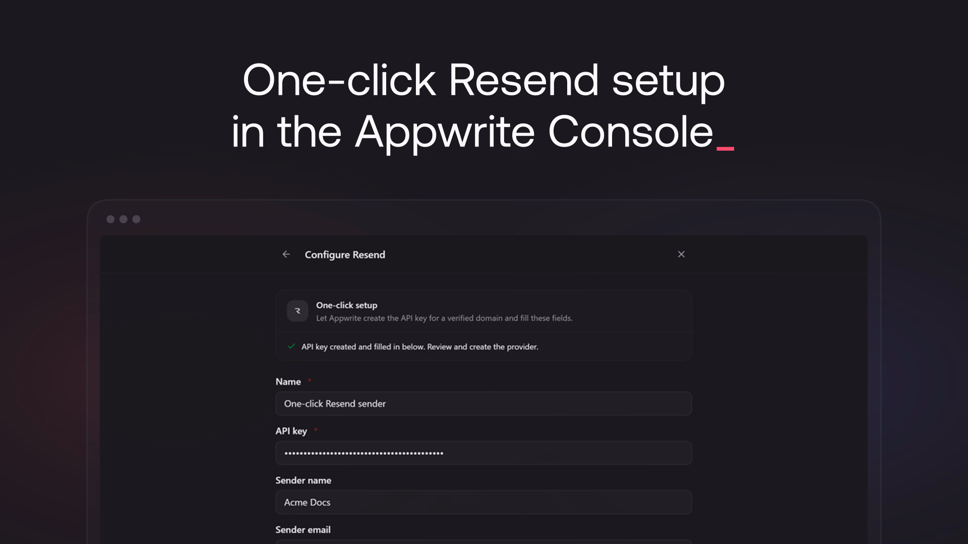 Announcing one-click Resend setup in the Appwrite Console