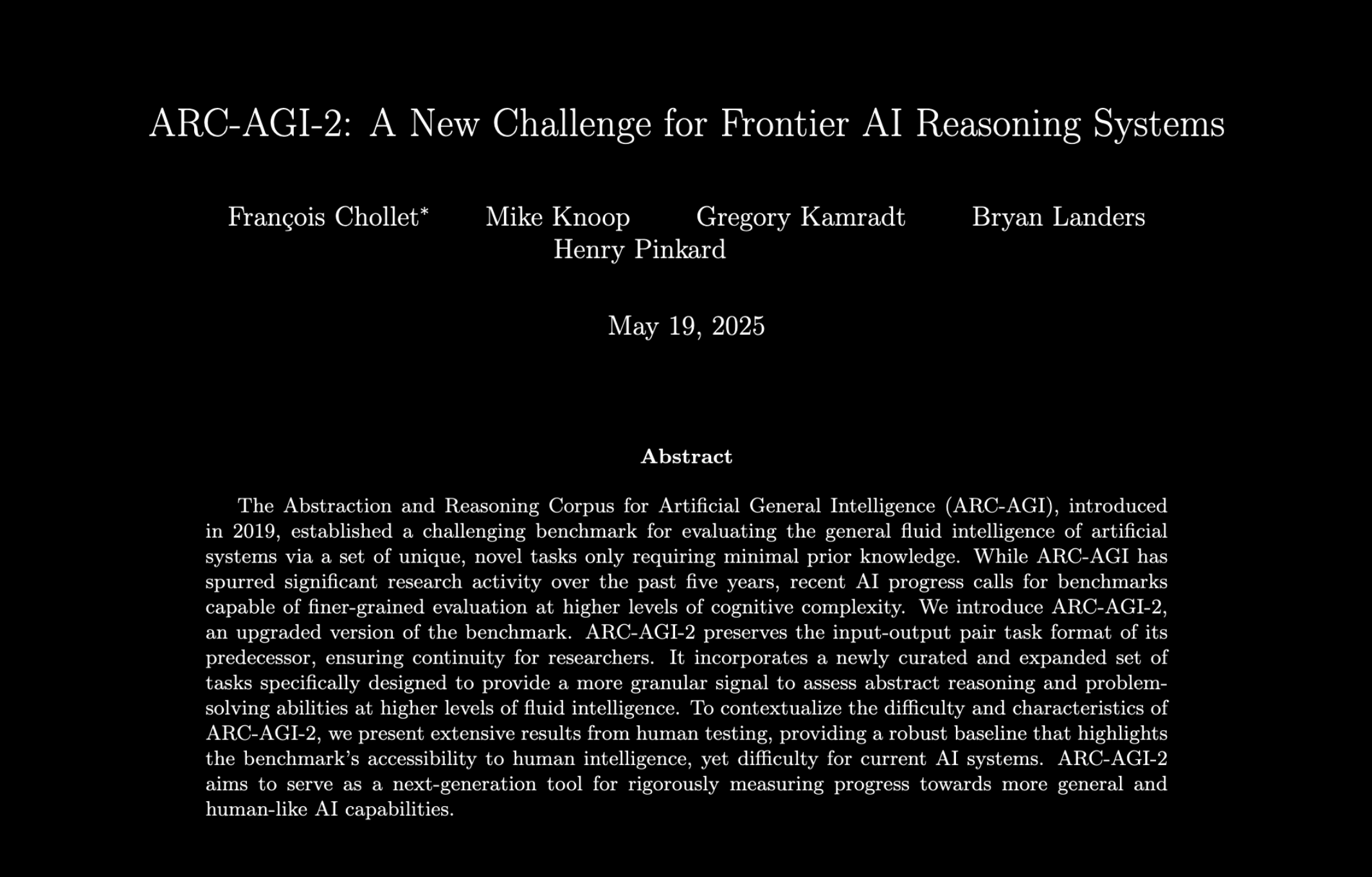 ARC-AGI-2 A New Challenge for Frontier AI Reasoning Systems