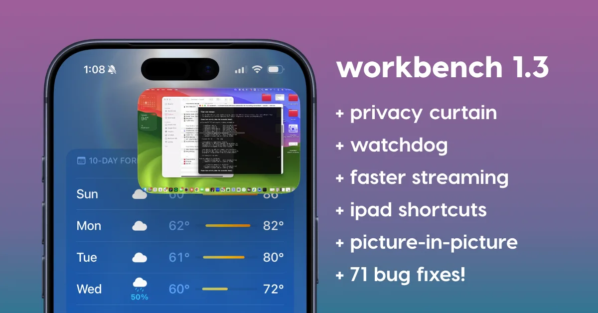 Workbench 1.3: Privacy curtain, watchdog & faster streaming