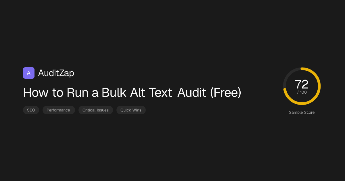 How to Run a Bulk Alt Text Audit (Site-Wide, Free)