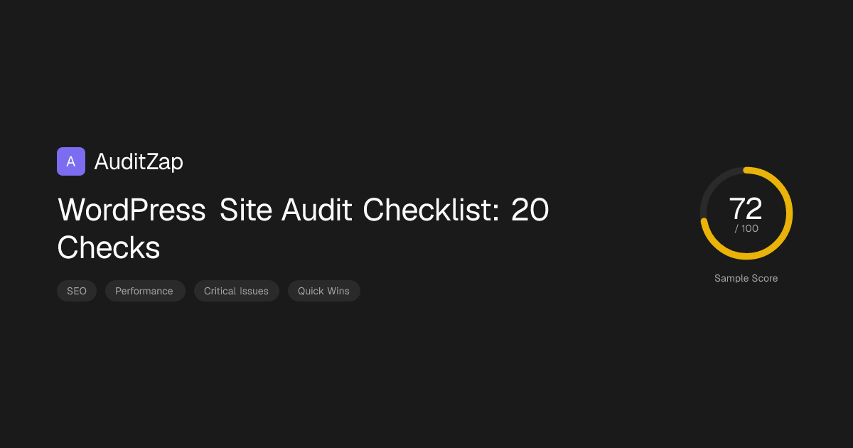 WordPress Site Audit Checklist: 20 Pre-Publish Checks