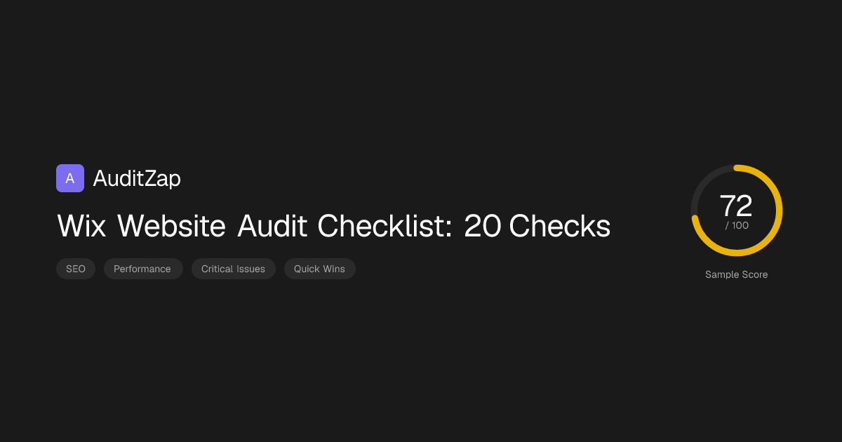 Wix Website Audit Checklist: 20 Checks for a Live Wix Site