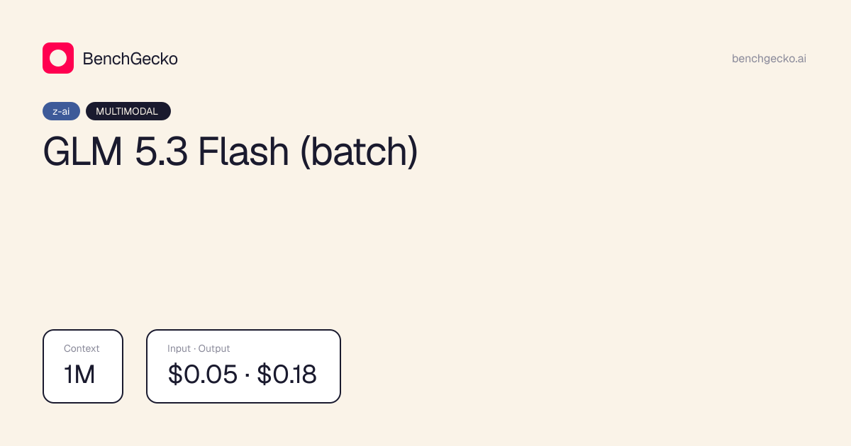 GLM 5.3 Flash (batch) pricing dropped 17%