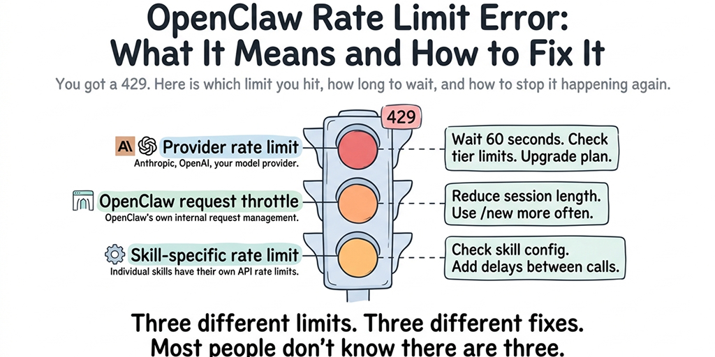 OpenClaw Rate Limit Error: 3 Causes and Exact Fixes (2026)