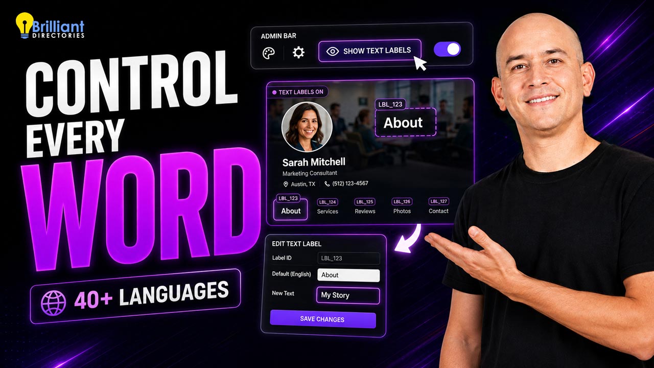 Control Every Word On Your AI-Built Directory Website – 40+ Languages Supported – Text Labels