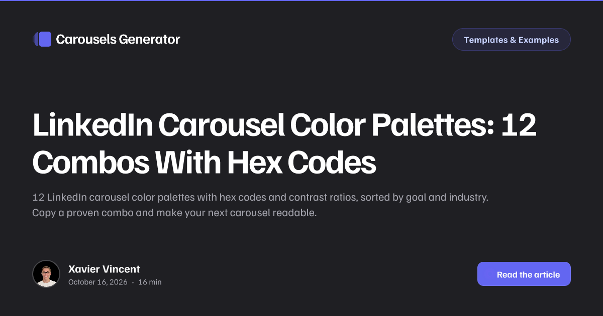 LinkedIn Carousel Color Palettes: 12 Combos With Hex Codes