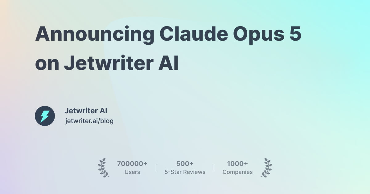 Announcing Claude Opus 5 on Jetwriter AI