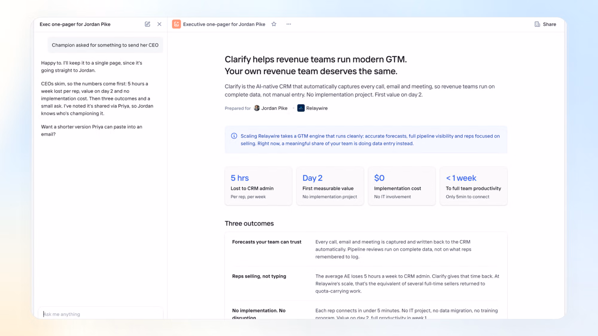 Rep docs and decks, multi-mailbox support, and email & meeting sharing