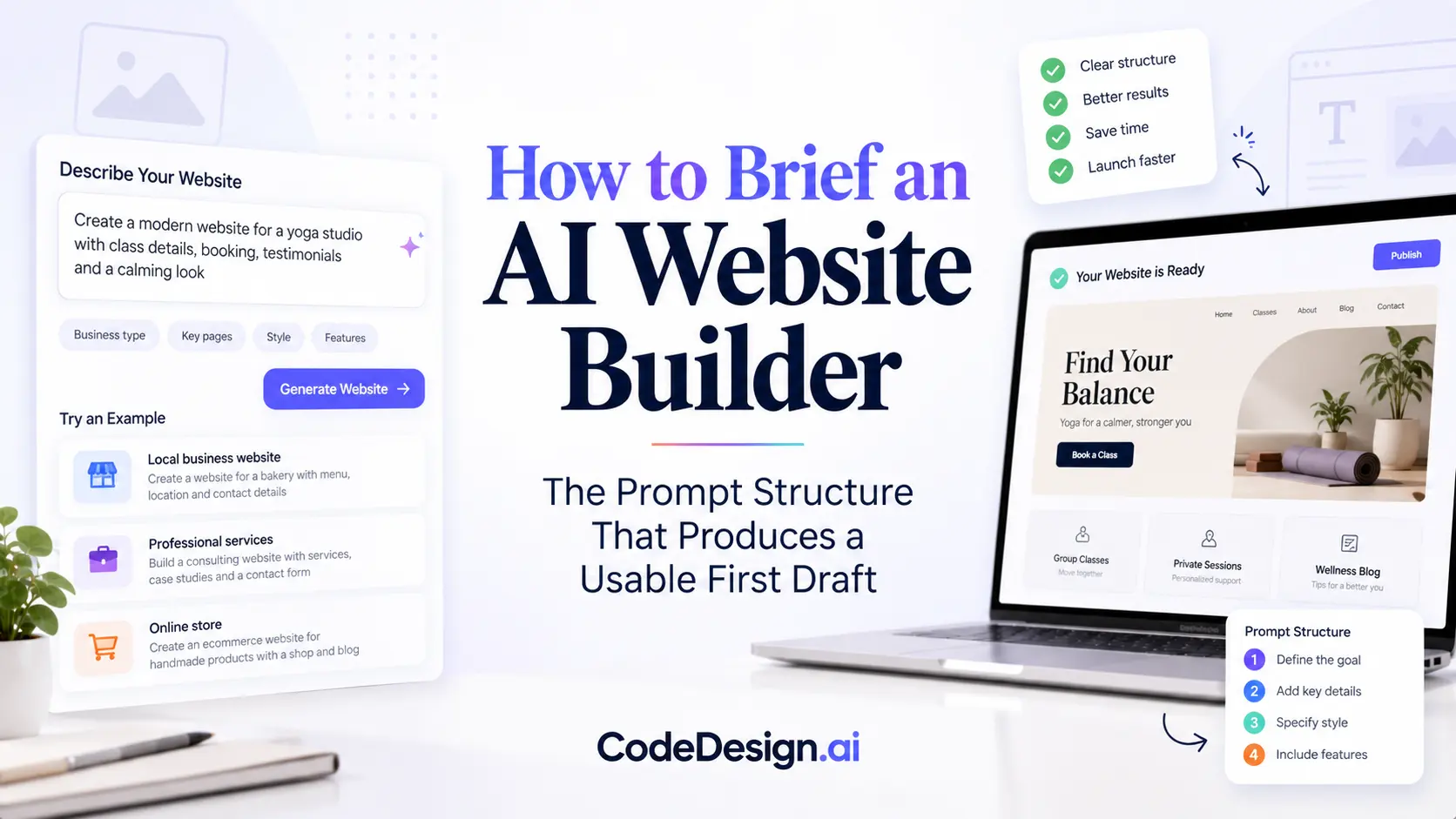 How to Brief an AI Website Builder: The Prompt Structure That Produces a Usable First Draft