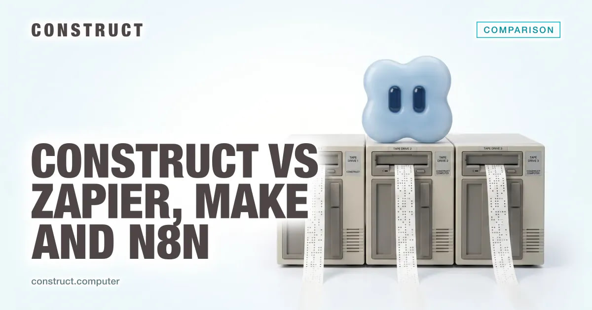 Construct vs Zapier, Make, and n8n