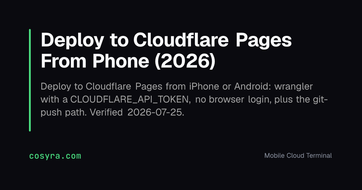 Deploy to Cloudflare Pages From Phone (2026)
