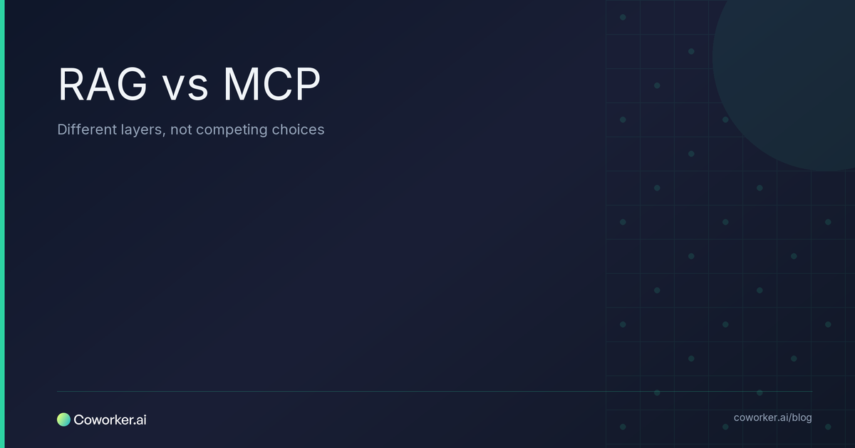 RAG vs MCP: What They Do, Why They Are Not Alternatives