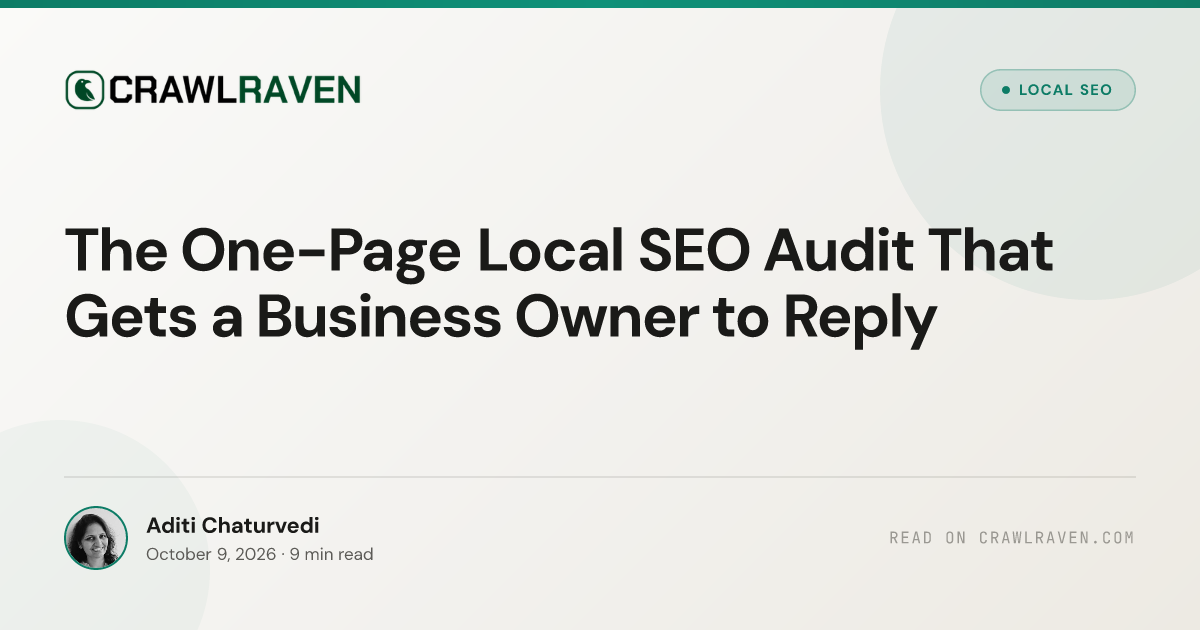 The One-Page Local SEO Audit That Gets a Business Owner to Reply