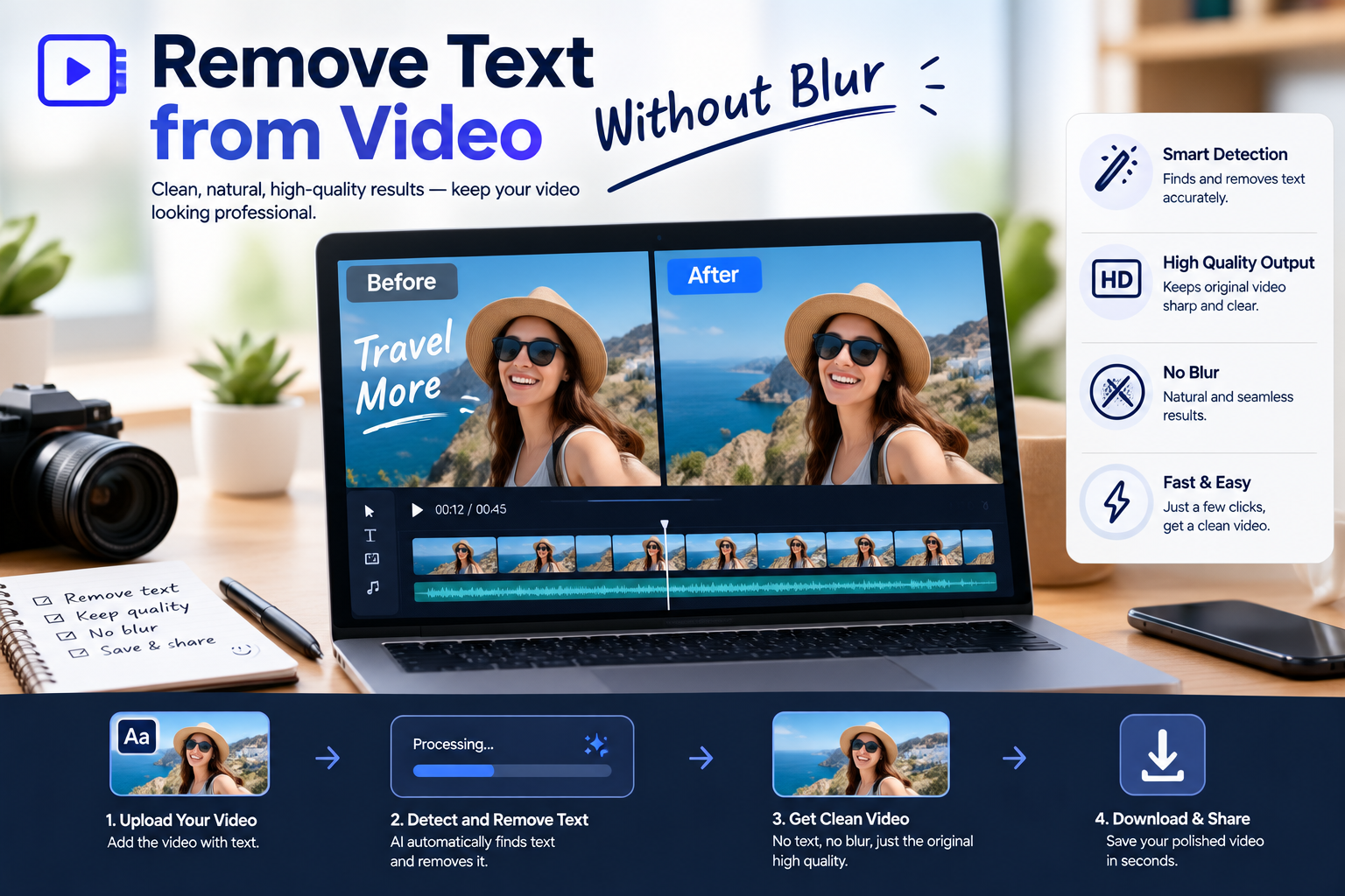 Remove Text from Video Without Blur