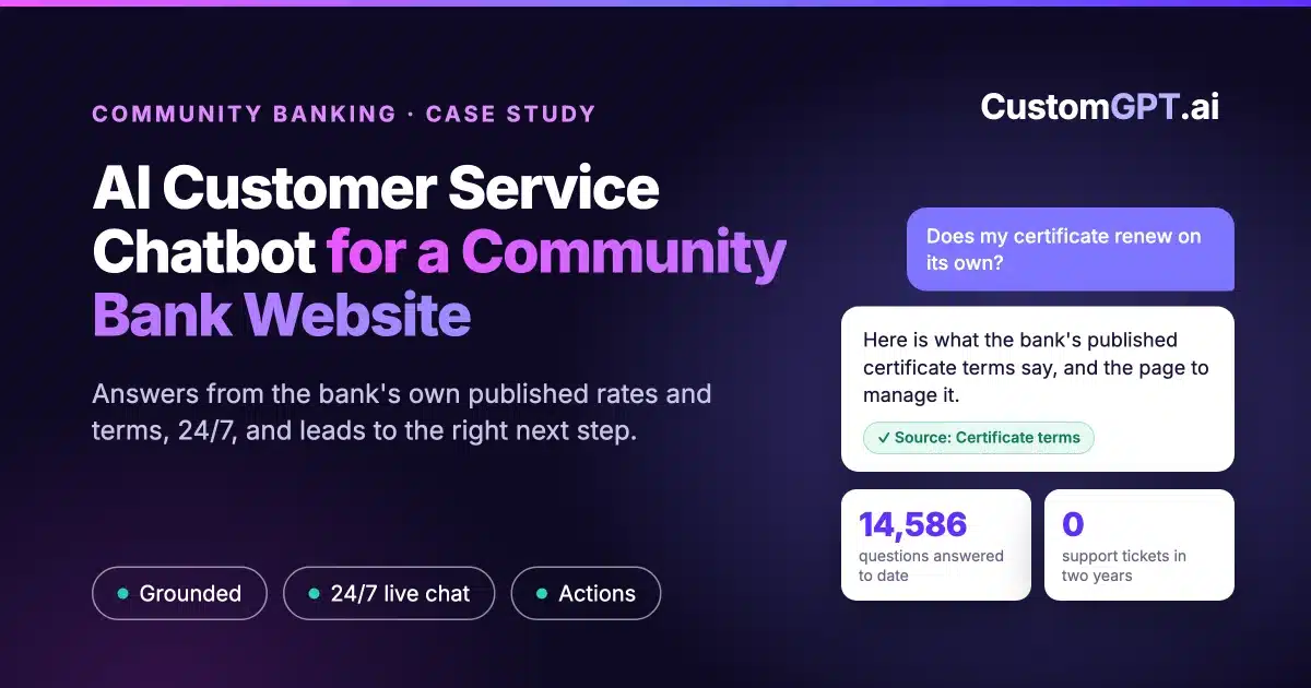 AI Customer Service Chatbot for a Community Bank Website