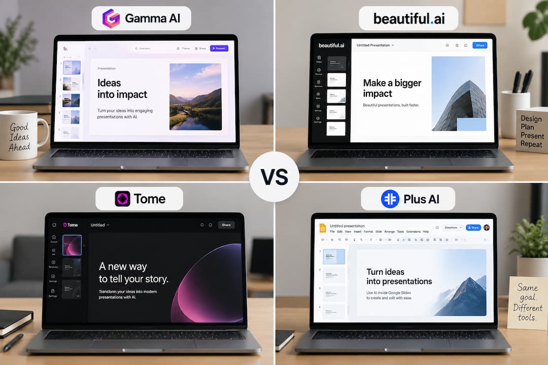 Gamma AI vs Beautiful.ai vs Tome vs Plus AI: Which AI Gets Slides Done?