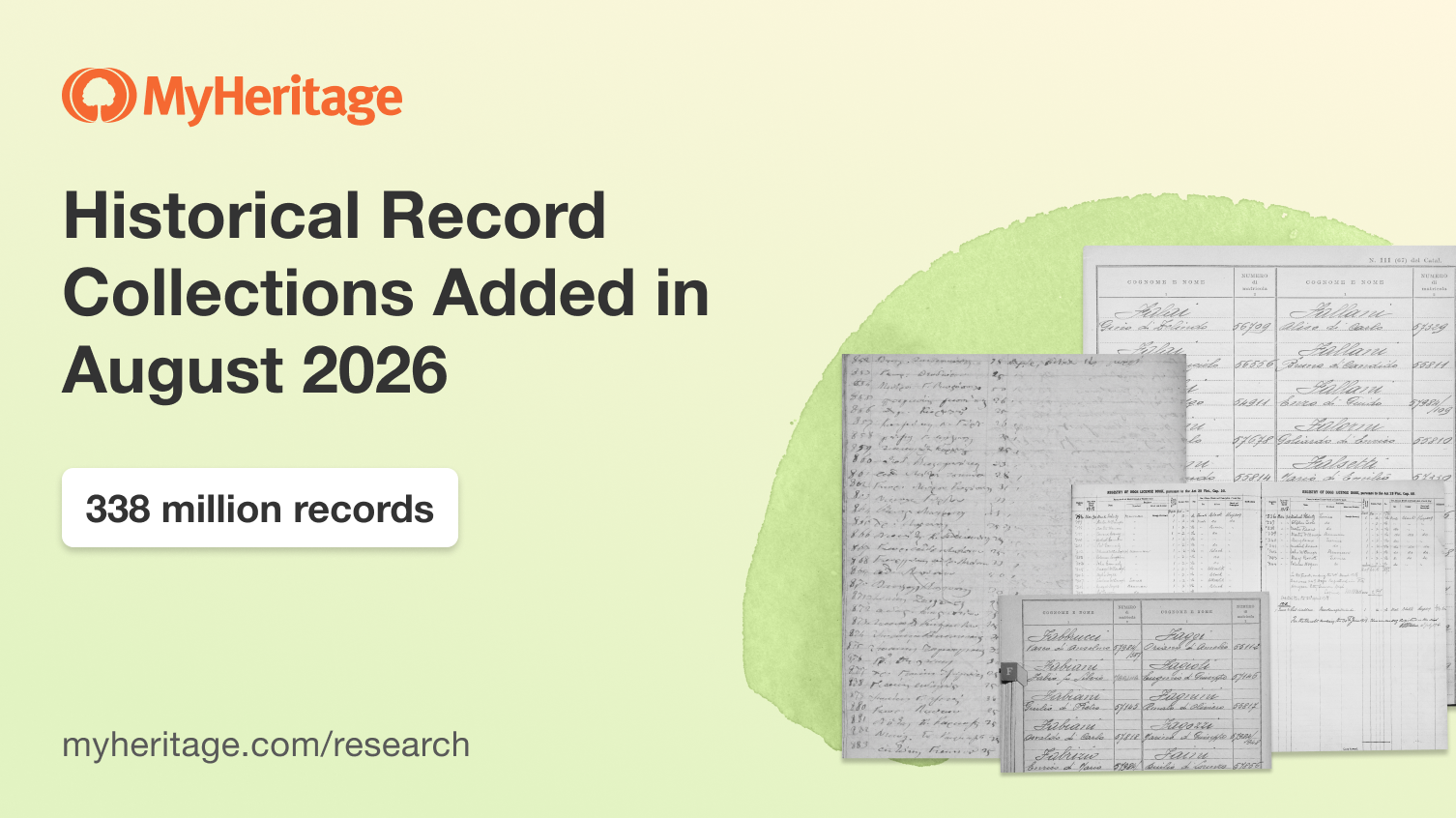 MyHeritage Adds 338 Million Historical Records in August 2026