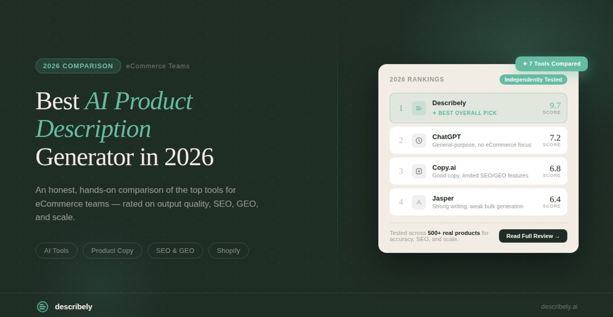Best AI Product Description Generator in 2026: Compared for eCommerce Teams