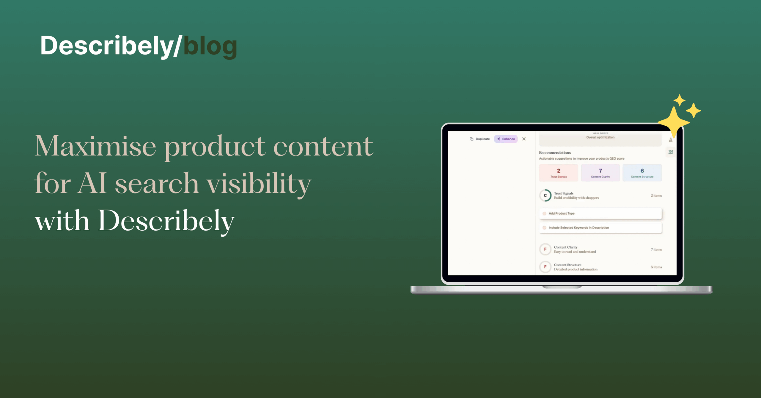 Describely Search Optimization: Maximize Product Content for AI Search Visibility