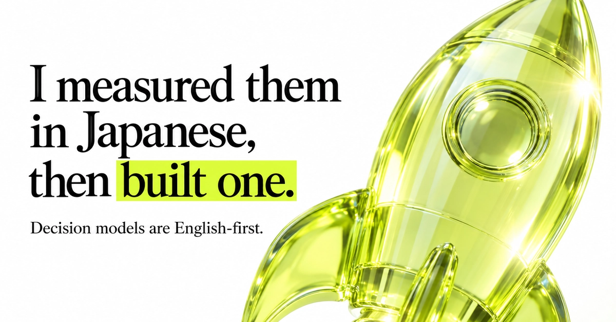Decision models are English-first. I measured them in Japanese, then built one.
