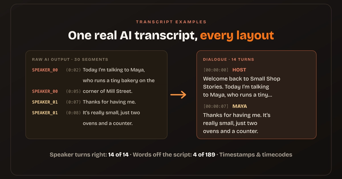 Transcript Examples: Timestamps, Speaker Labels and Formatting, From a Real AI Transcript