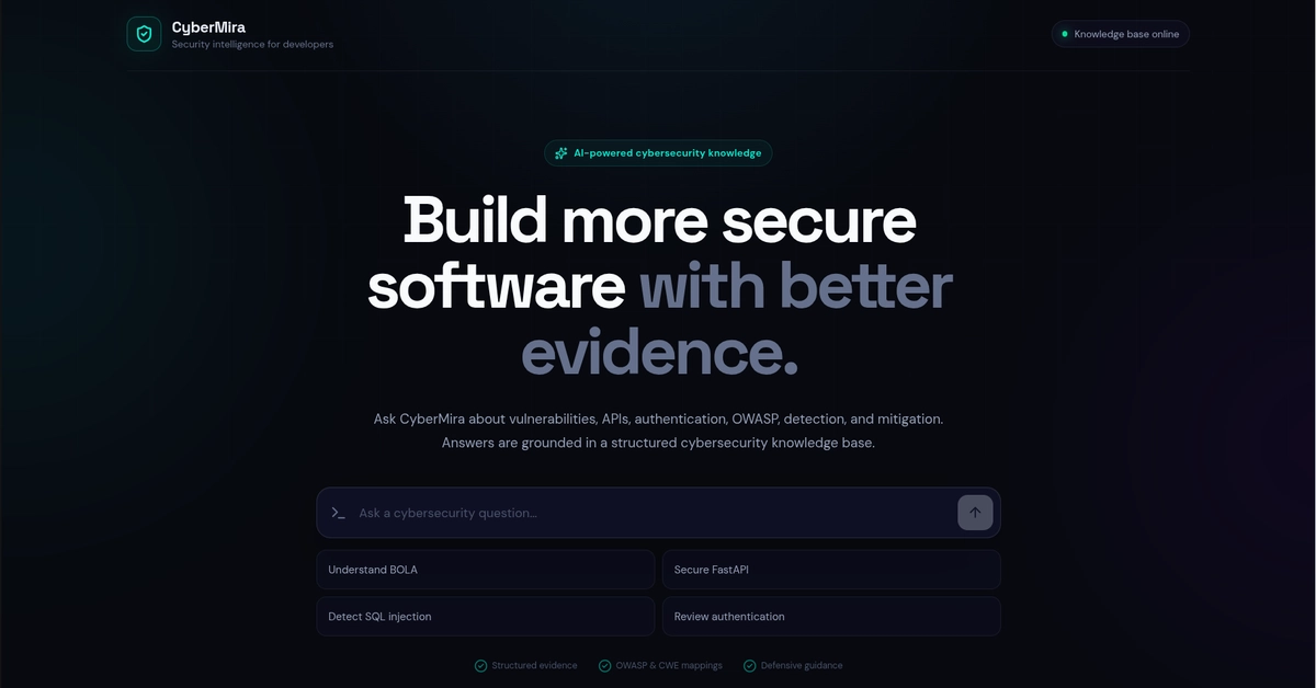 I built CyberMira: An AI-Powered Cybersecurity Assistant Grounded in Sanity