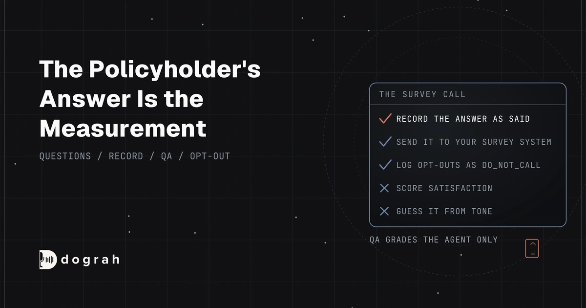 AI Voice Agents for Claims CSAT Surveys: Record It, Never Score It
