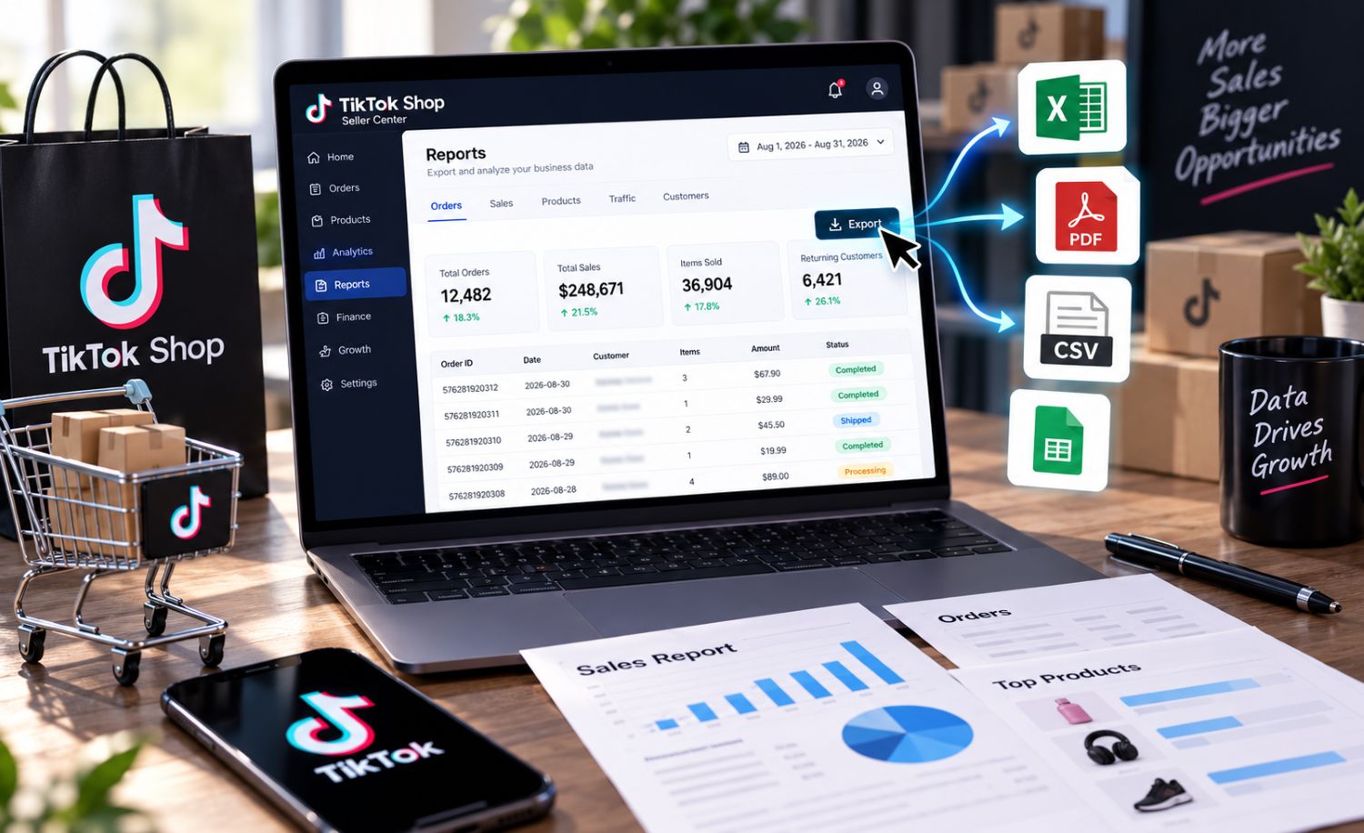 How to Export TikTok Shop Data: Orders, Sales and Reports