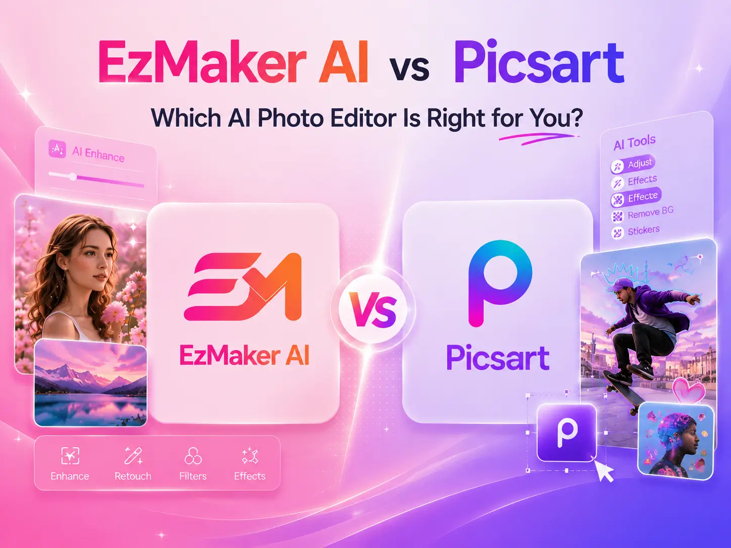 Ezmake AI vs Picsart: Best AI Photo Editor for You