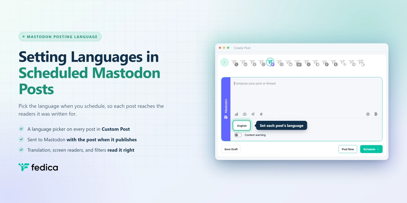 Mastodon Post Language: How to Set on Scheduled Posts