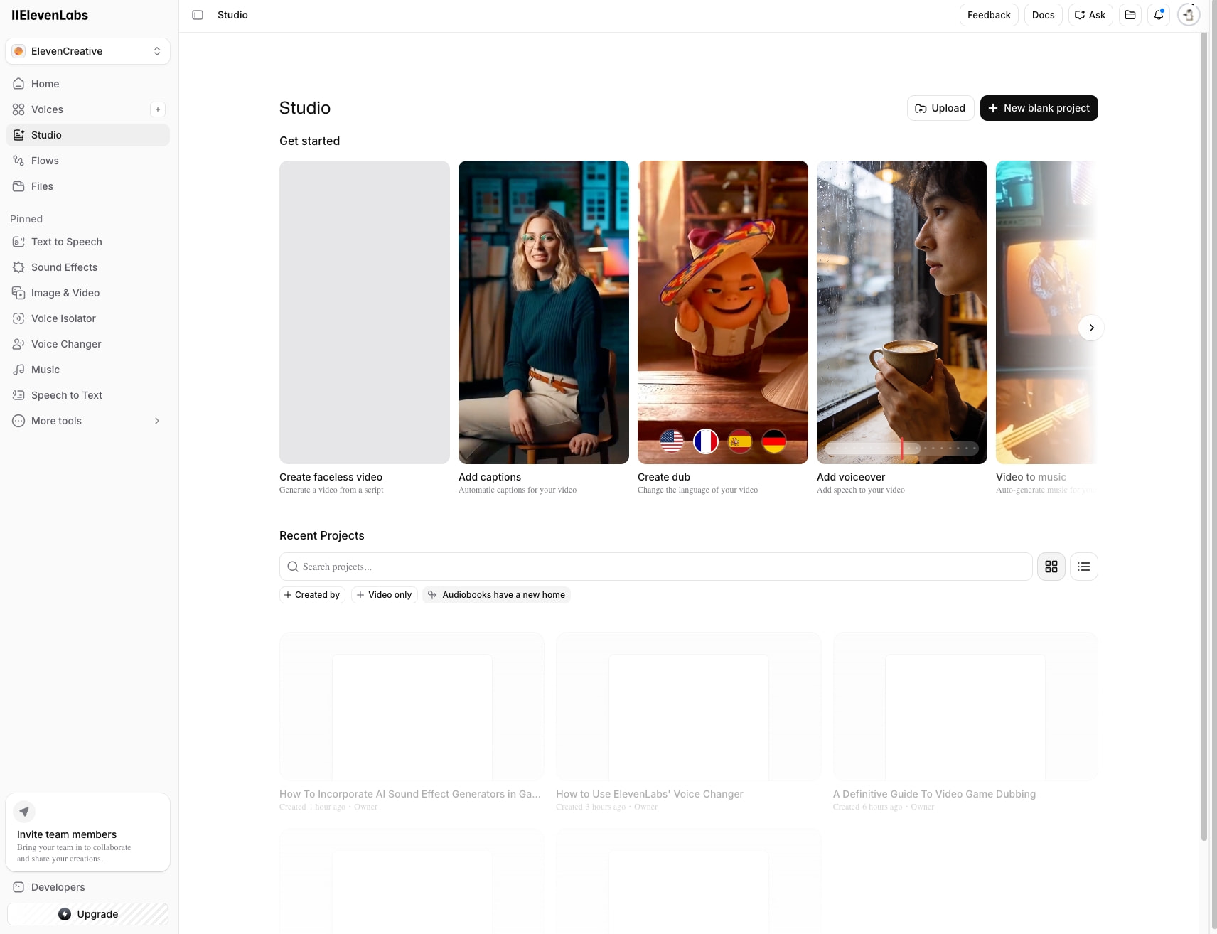 Design Inspiration from elevenlabs.io