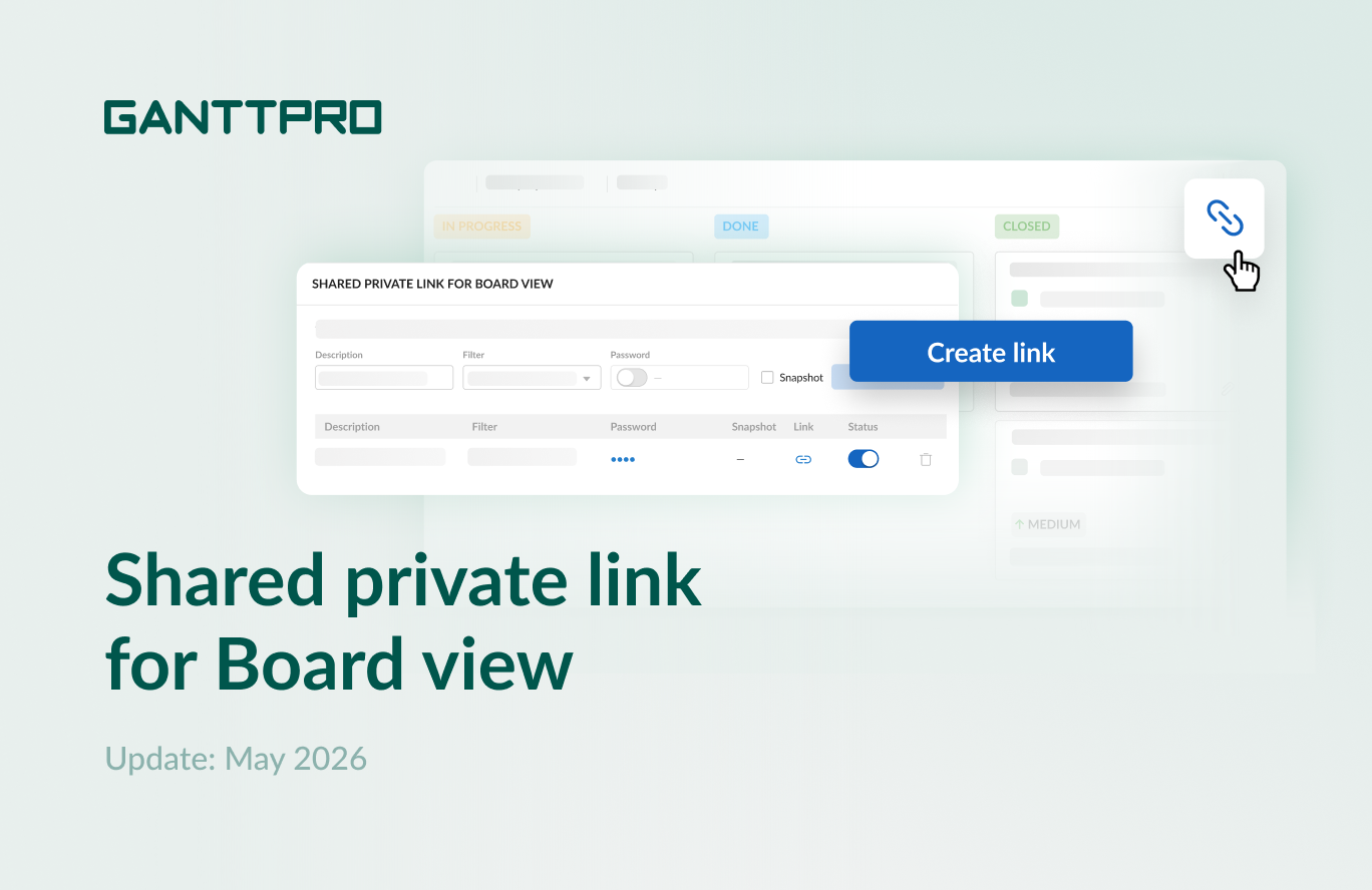 How to Present Your Projects with GanttPRO: Shared Private Link for Board View