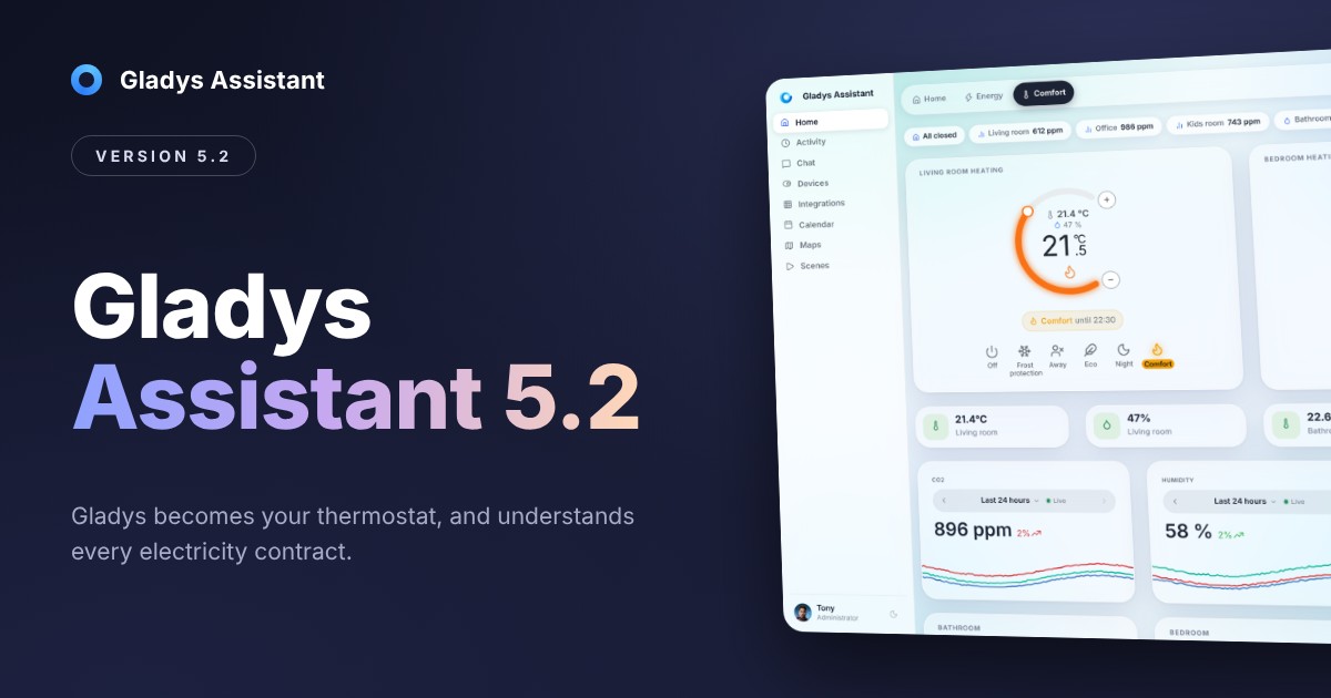 Gladys Assistant 5.2: a real thermostat, and energy contracts for every country