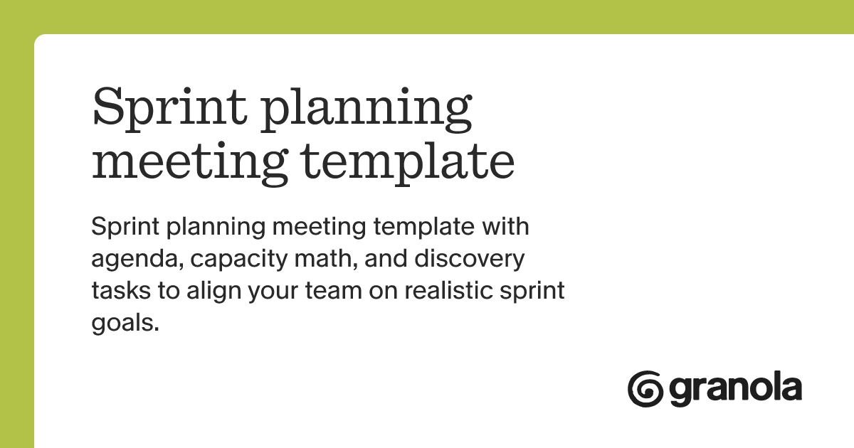 Sprint planning meeting template