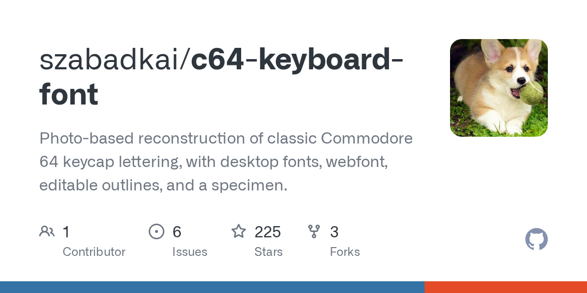A font recreated from photographs of classic Commodore 64 keycaps