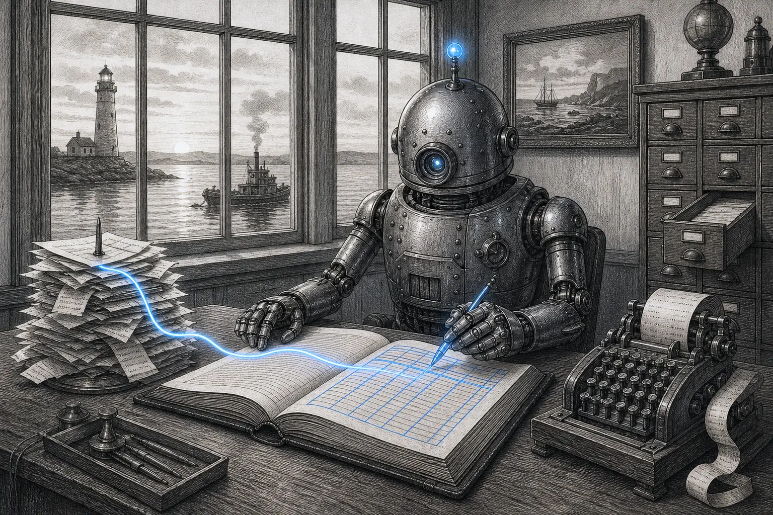 We handed the books to an agent