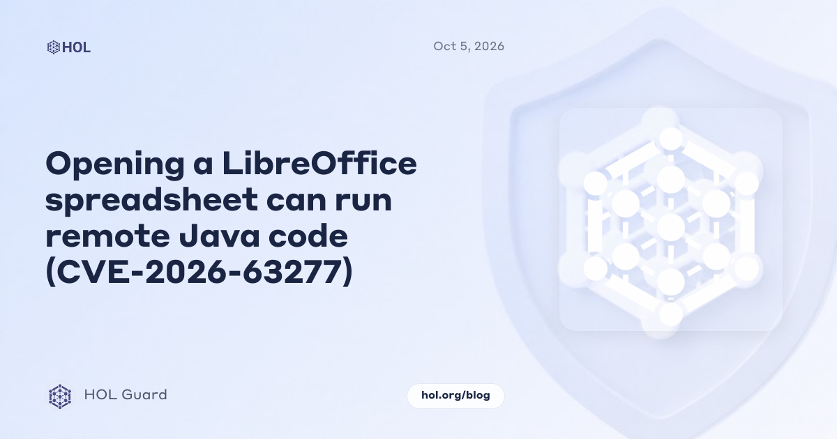 Opening a LibreOffice spreadsheet can run remote Java code (CVE-2026-63277)