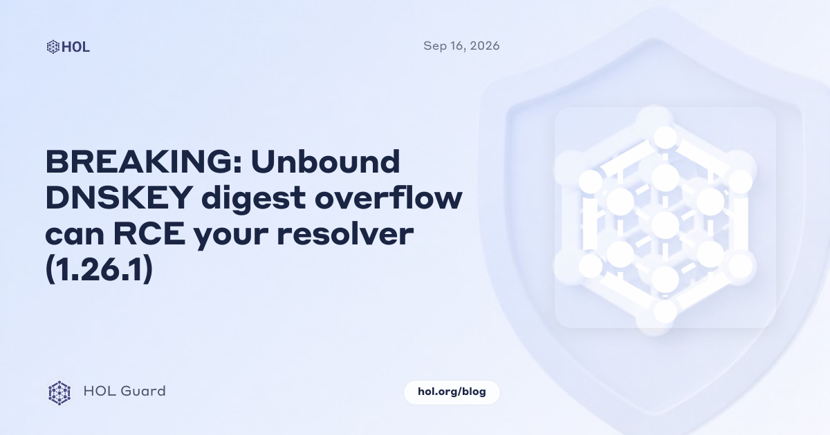 BREAKING: Unbound DNSKEY digest overflow can RCE your resolver (1.26.1)