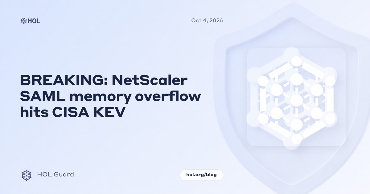 BREAKING: NetScaler SAML memory overflow hits CISA KEV