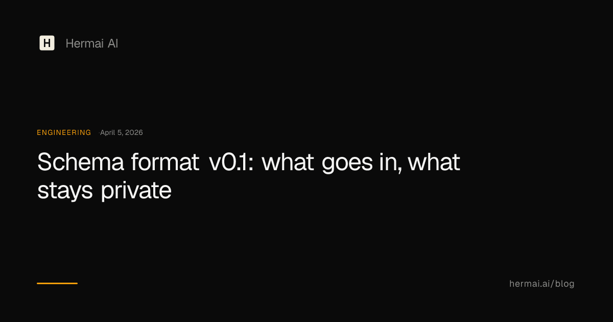 Schema format v0.1: what goes in, what stays private