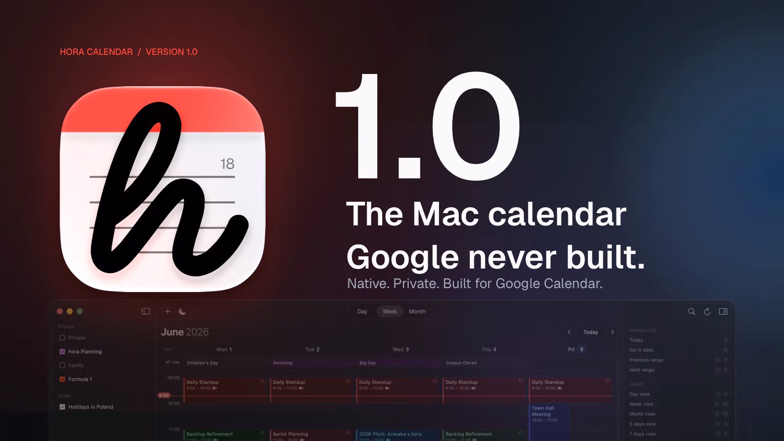 hora Calendar 1.0: The Mac App I Wanted for Google Calendar